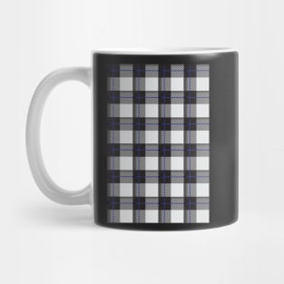 Black and White plaid with blue stripe Mug